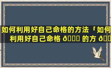 如何利用好自己命格的方法「如何利用好自己命格 🐒 的方 🐒 法和技巧」